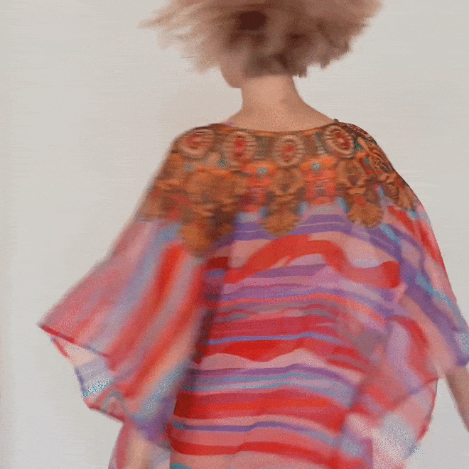 Červeno-fialový kaftan, kaftan deidad, plážové doplňky, vzorovaný, univerzální velikost, Triola